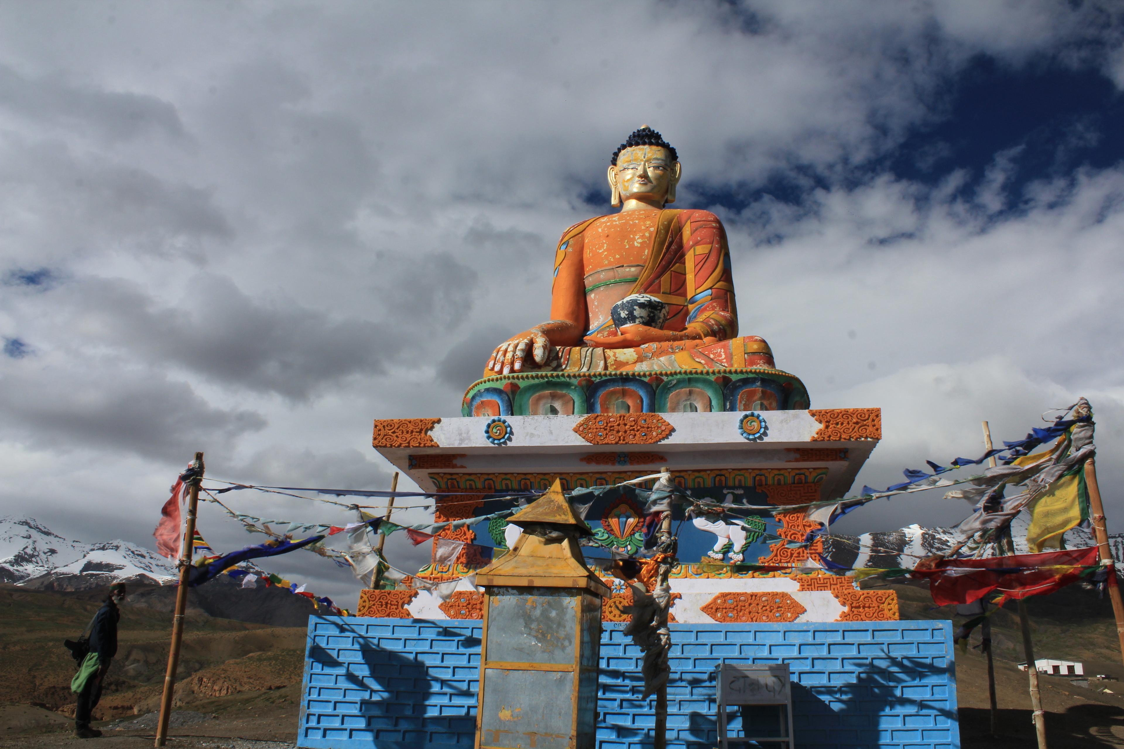 Buddha statue overlooking Langza village and the Spiti Valley, Himachal Pradesh